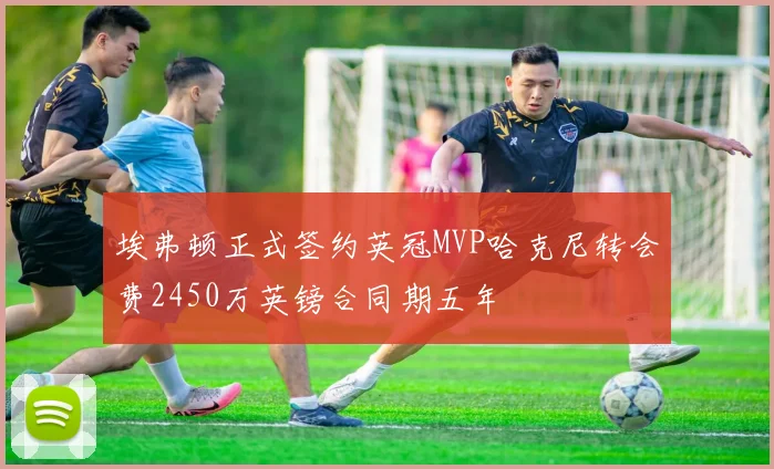 埃弗顿正式签约英冠MVP哈克尼转会费2450万英镑合同期五年